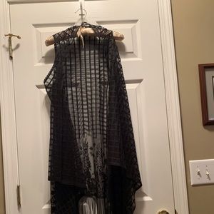 Black open weave vest or cover up
